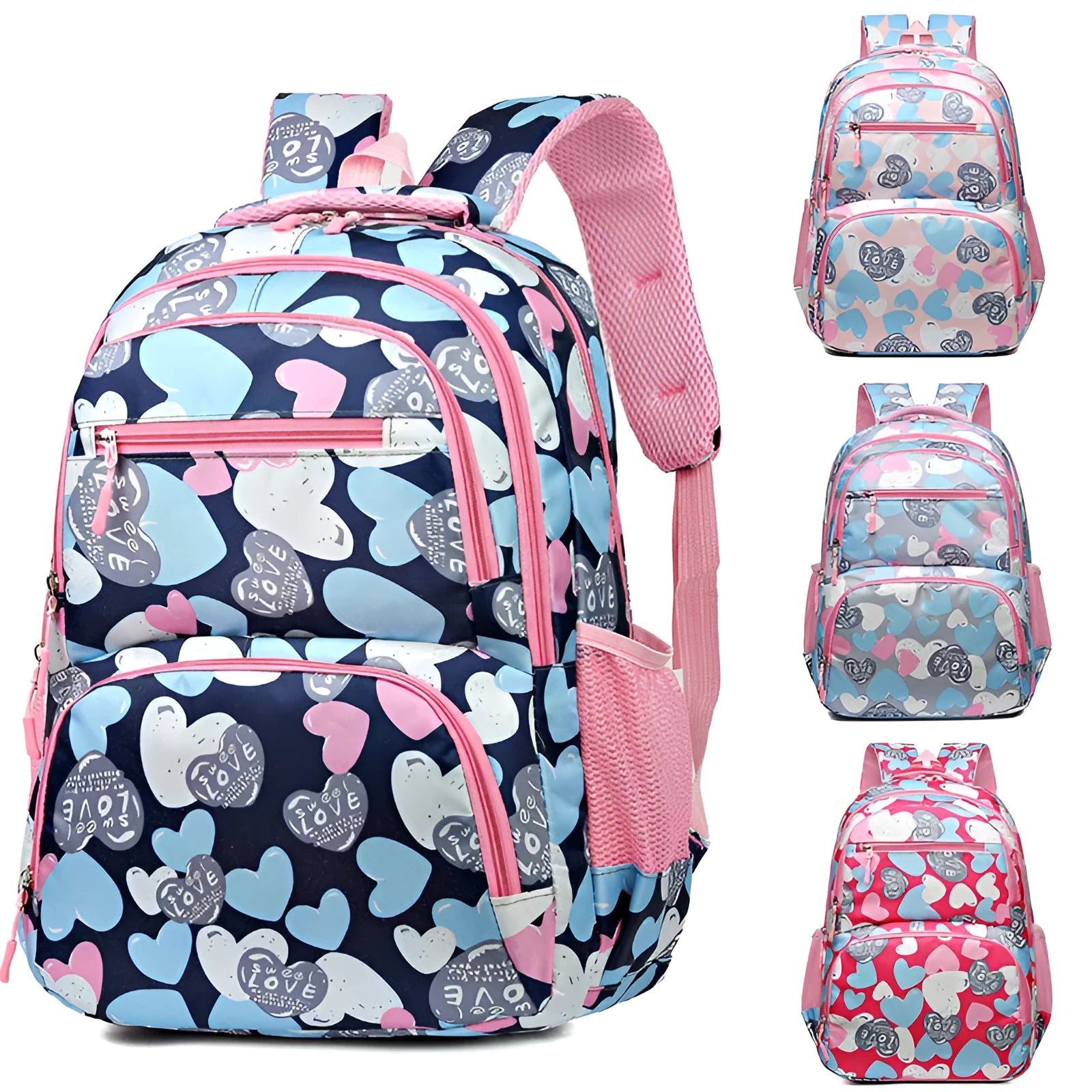 Student schoolbag with air pillow belt system in Oxford cloth construction showing blue colour option