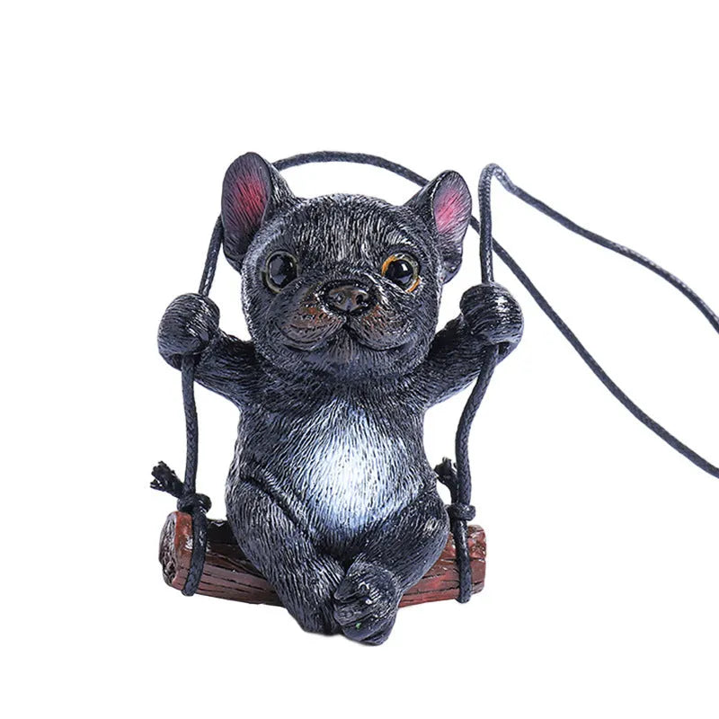 Resin bulldog cartoon-style car hanging ornament for rearview mirror decoration
