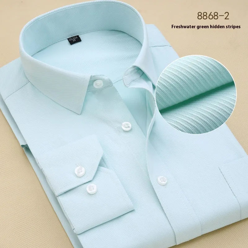 Men's regular fit cotton business shirt in solid colour with long sleeves for professional work wear