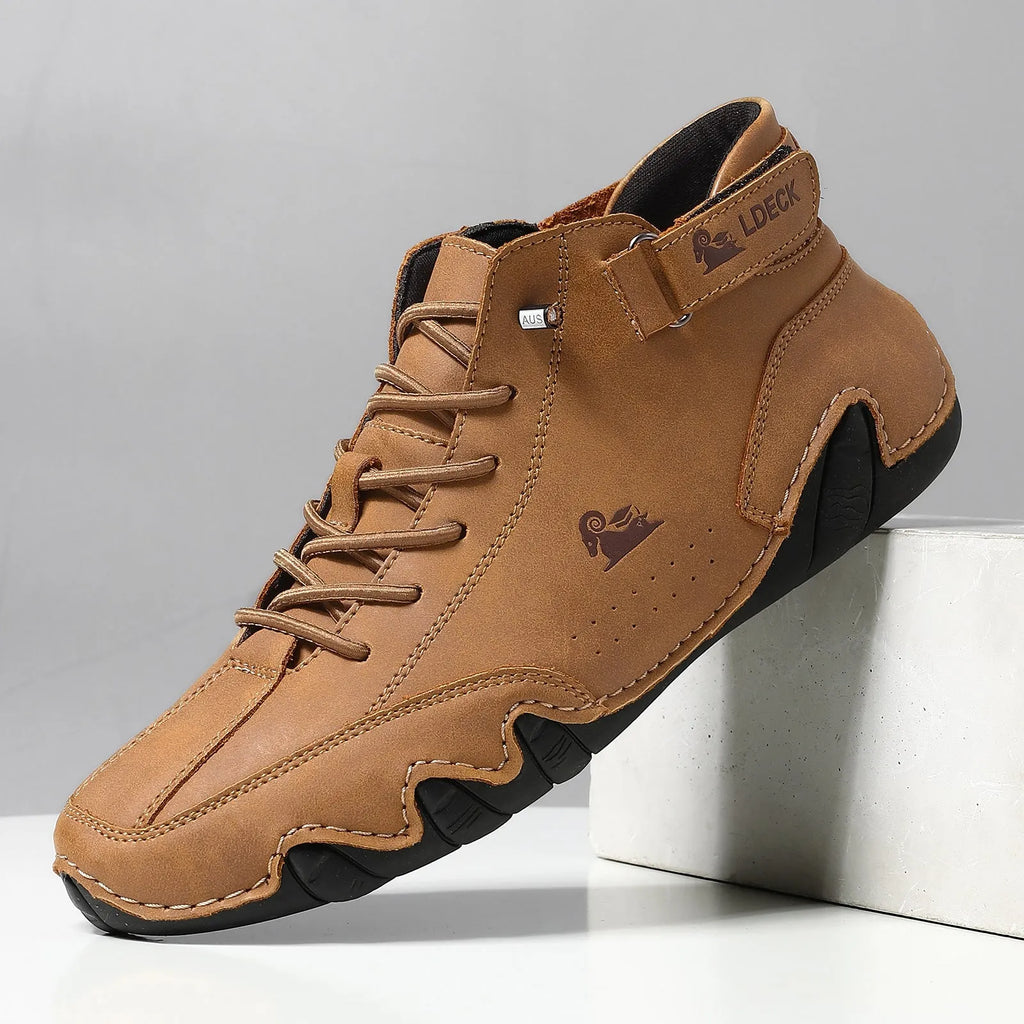 High top octopus men's shoes in khaki colour with rubber sole and microfiber upper