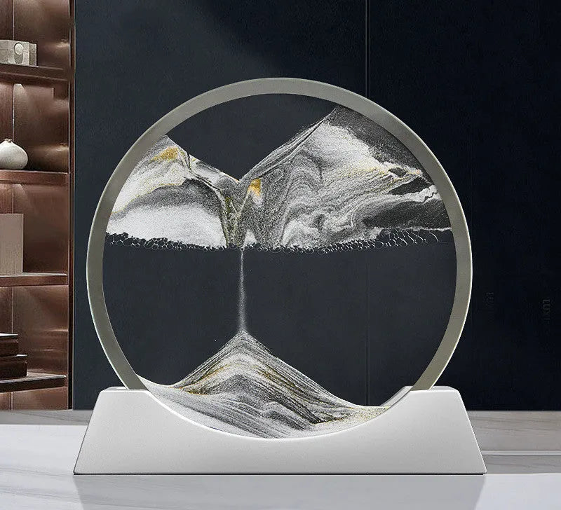 Creative quicksand painting night lamp with rotary abstract design on embroidered glass, 12 inch size