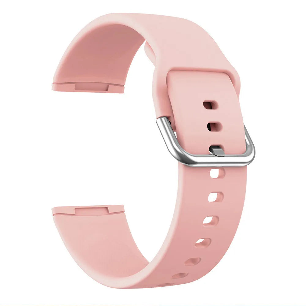 Fitbit Versa 3 and Sense 2 silicone replacement strap with silver buckle in one of twelve colour options.