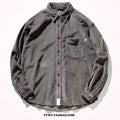 Caramel corduroy long sleeve shirt with loose Japanese Hong Kong style