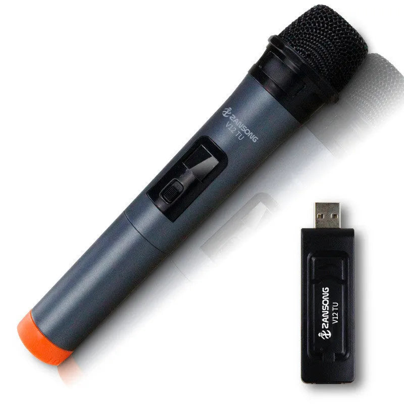 Black ZANSONG V12 dynamic wired handheld microphone with USB receiver and cables