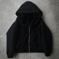 Man and woman modelling a black loose-fit casual polyester cardigan coat