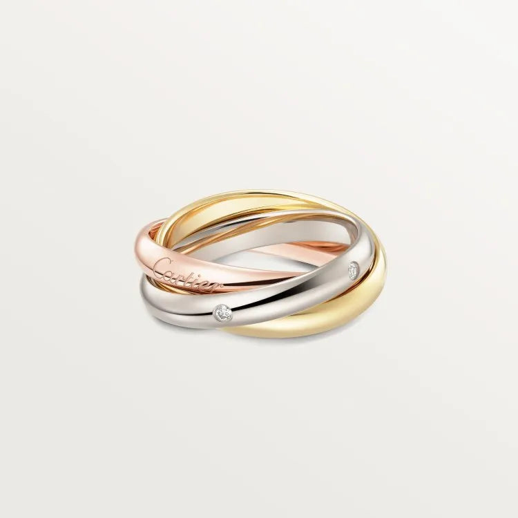 Silver geometric couple rings with full diamond band in gold rose silver colour option