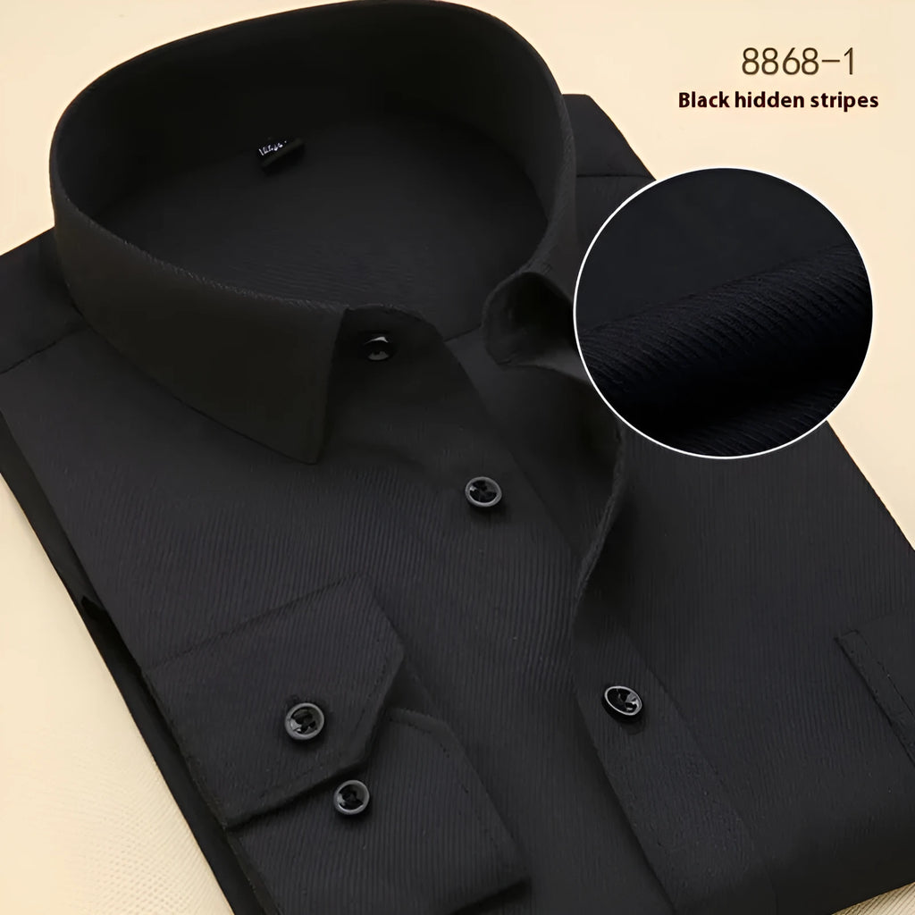 Men's regular fit cotton business shirt in solid colour with long sleeves for professional work wear