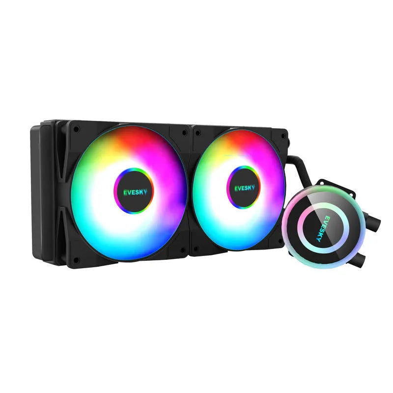 CPU radiator cooling fan with RGB lighting in aluminium construction for gaming PC