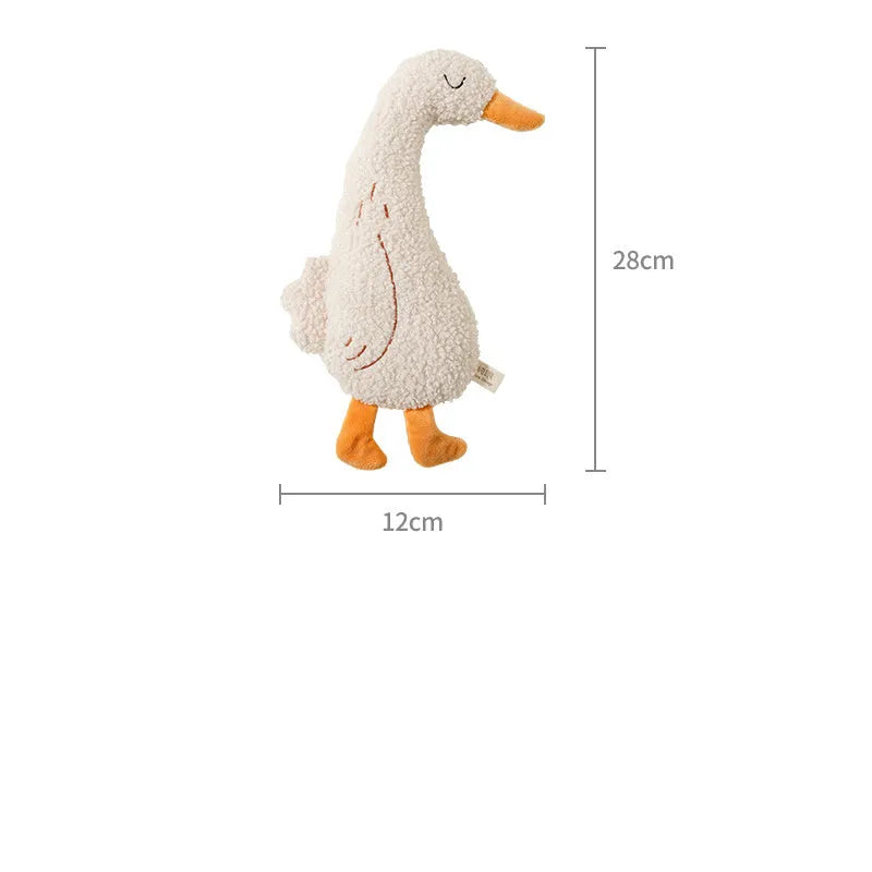 Cartoon dog chew toy in fox or duckling design with teddy velvet fabric and squeaker