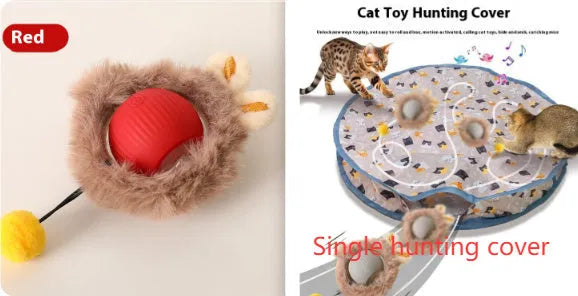 Self-moving silicone cat rolling ball toy in multiple colour options