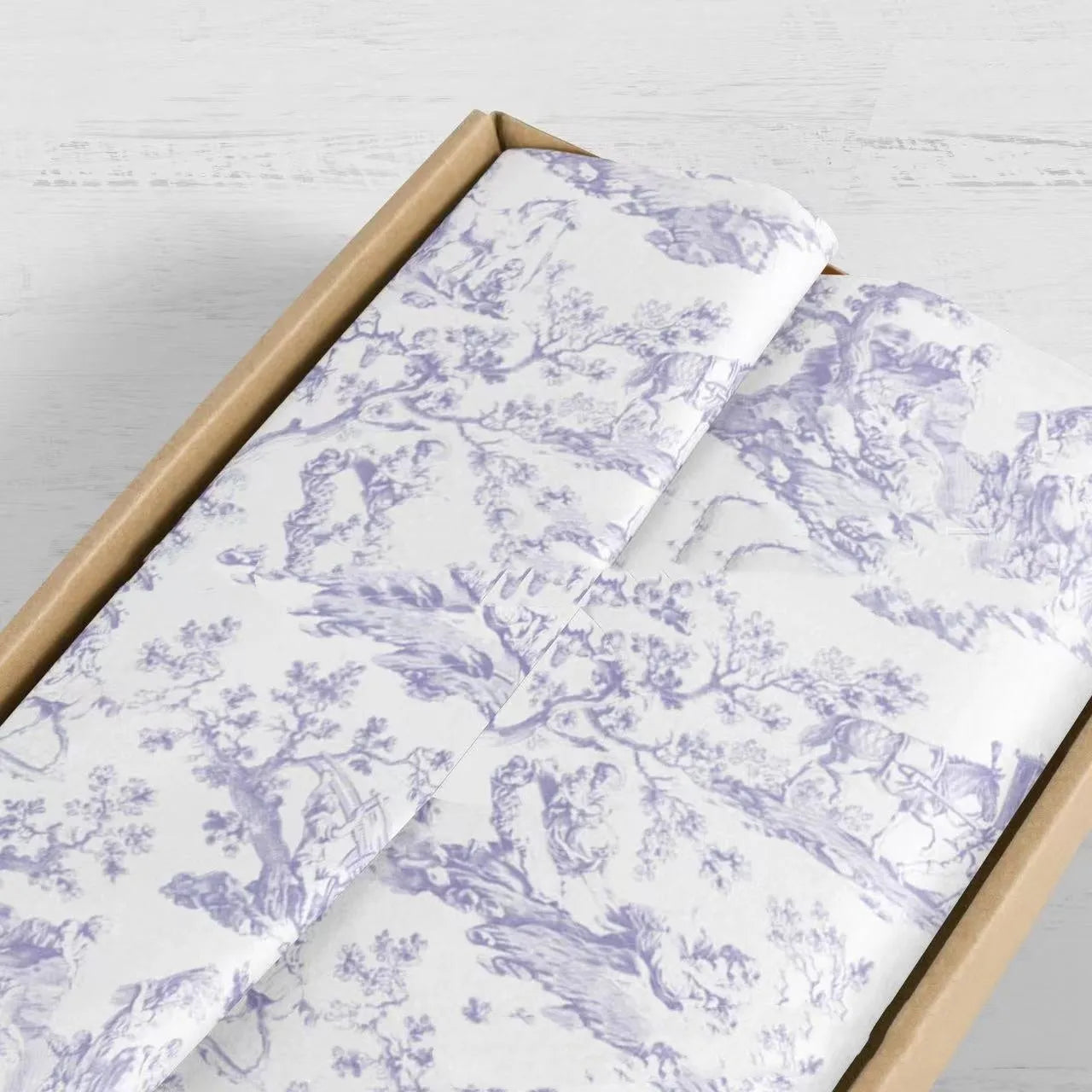 Large French MG tissue paper sheet with retro design in pink purple colour, 50 cm by 70 cm size.