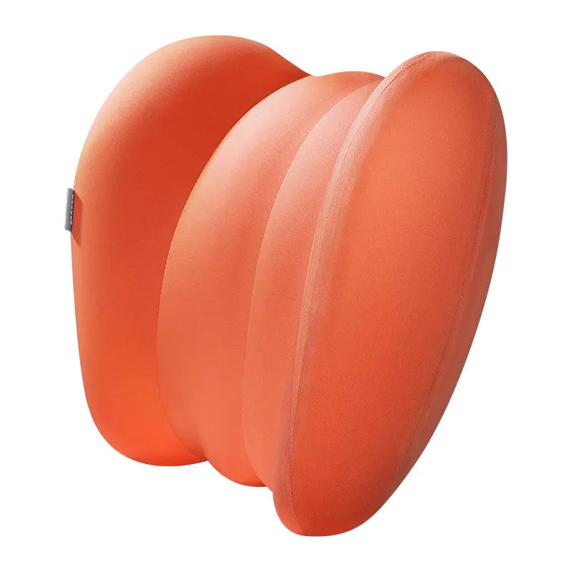 Grey and orange car head pillow and lumbar support pillow set with memory foam filler.