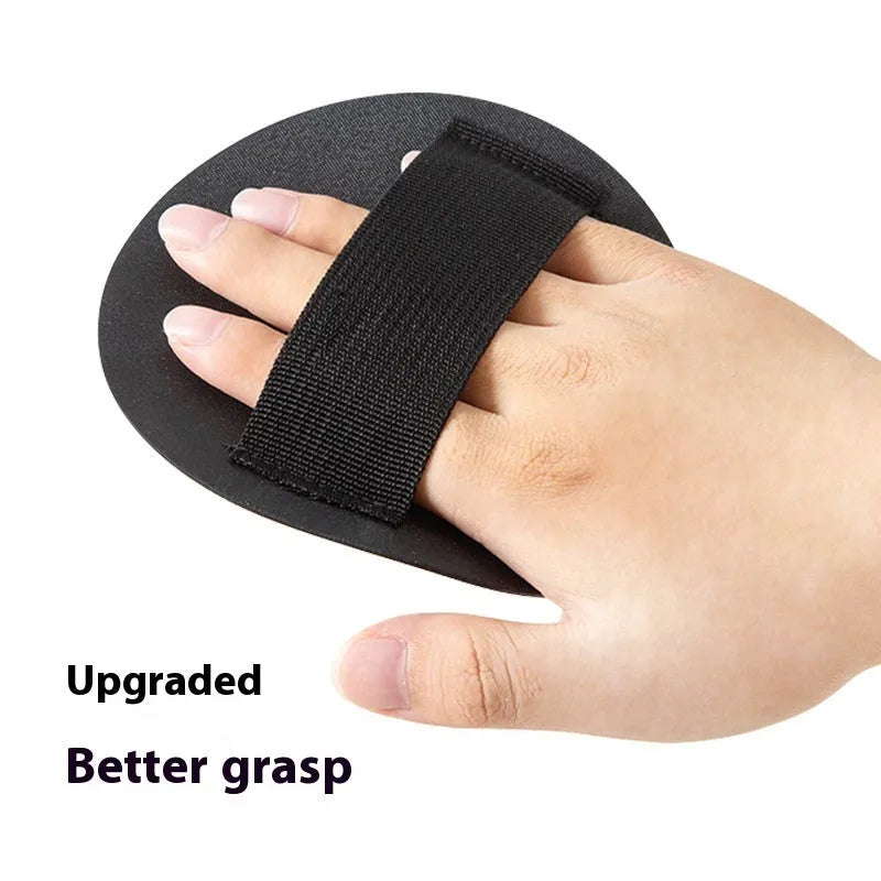 Women's rubber fingertip bath gadget with round cake lace or finger strap design and included towel
