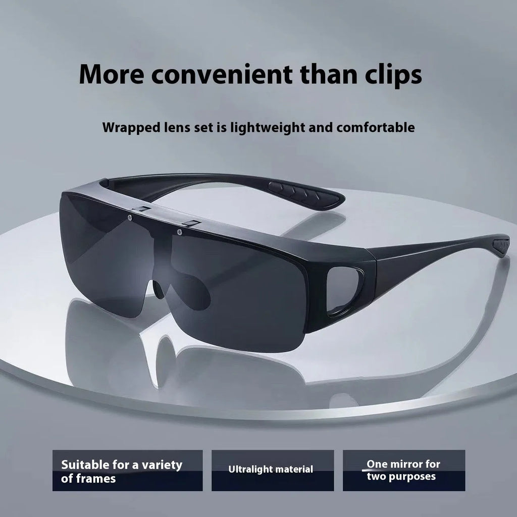 Polarised myopia sunglasses with multiple interchangeable coloured lenses for cycling and outdoor sports.