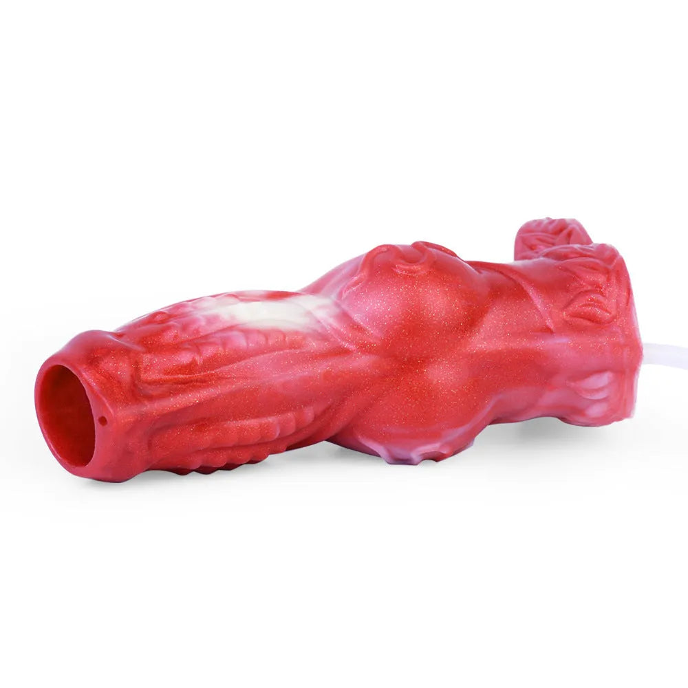 Water spray silicone exotic condom toy with manual control system in M and L size options