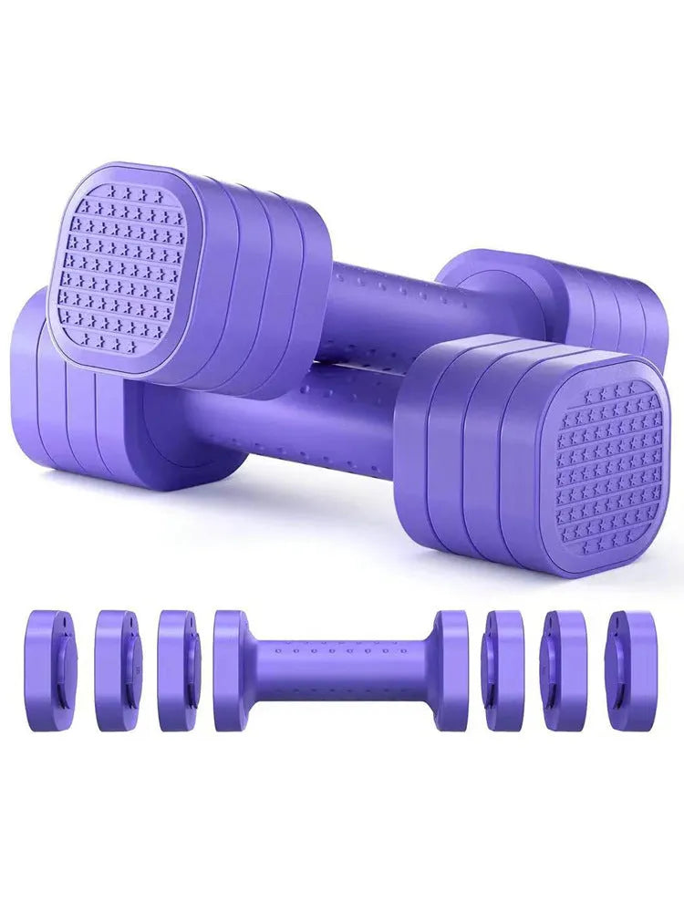Women's adjustable 5lb dumbbells in four colours with detachable ABS plastic construction