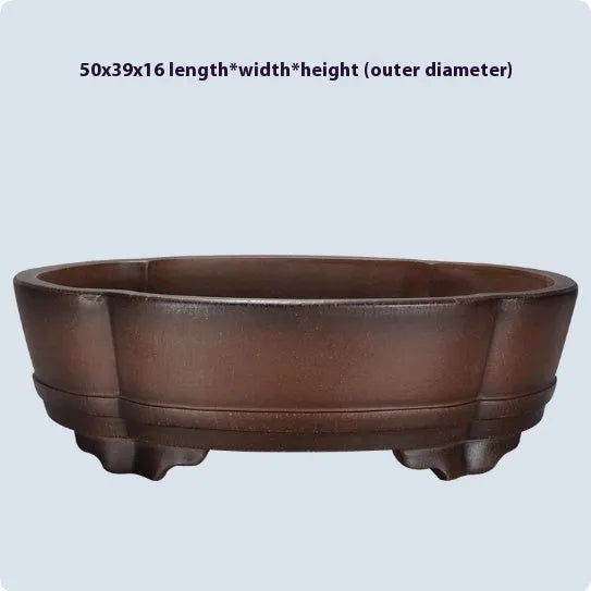 A classical style purple clay bonsai flower pot with simple design.