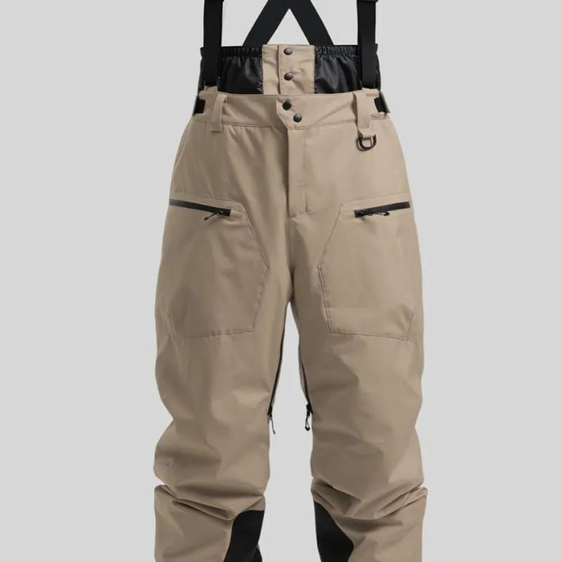 Men's ski pants with thickened waterproof straps and flame-retardant linen fabric in multiple colours