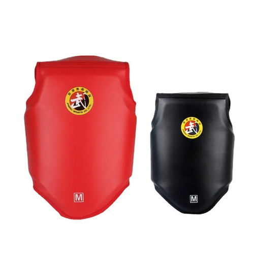 Adult boxing training helmet with integrated chest protector in black, blue or red colours