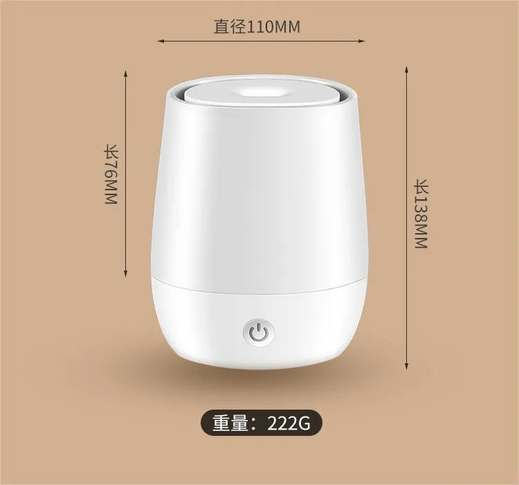 White USB-powered aromatherapy diffuser with simulated flame effect and humidifier function