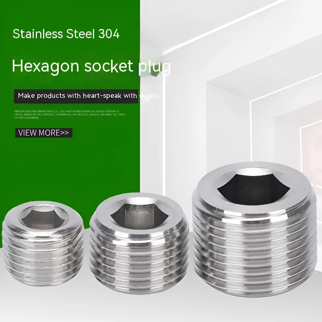 Stainless steel bulkhead hexagonal pipe plug with 3/8 inch thread specification