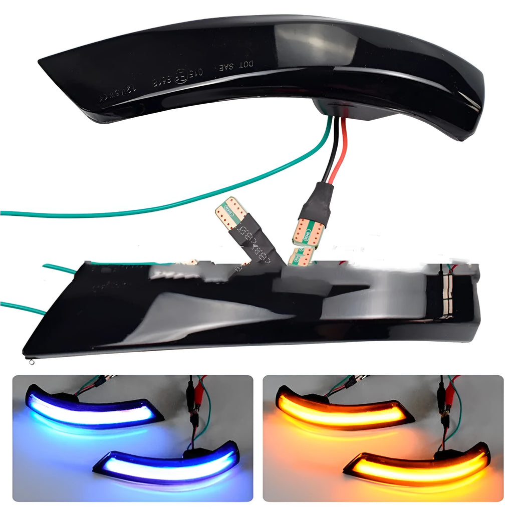 Ford Focus Mondeo rearview mirror waterfall light with blue and yellow two-tone illumination for 2008-2018 models