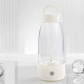 Automatic electric shaker bottle in green, pink, or white with USB charging port and handle.