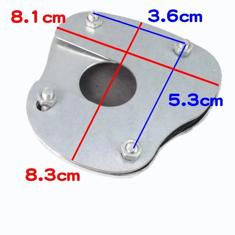 Metal motorcycle brake pedal skid plate replacement part in three style variants