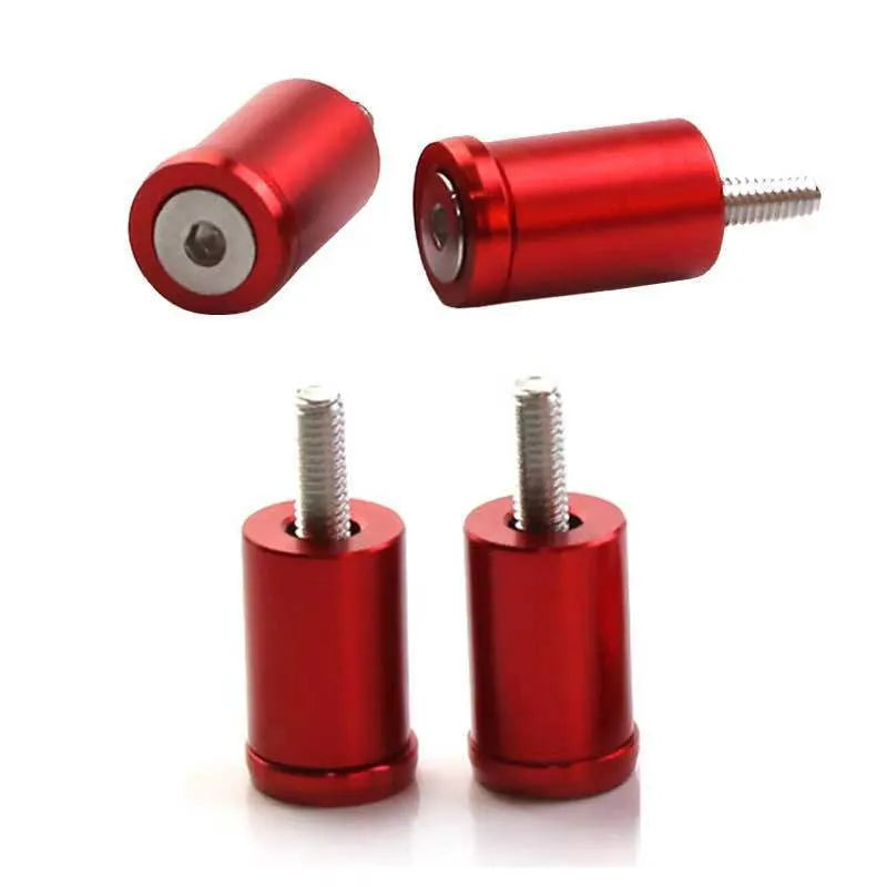 Aluminium alloy car engine bay spacer kit with red, blue, and black colour options next to screws, nuts, and washers.