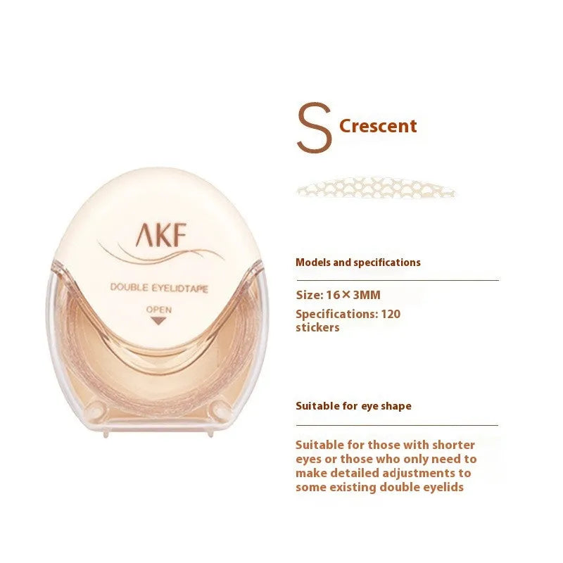 Pack of invisible lace double eyelid stickers showing Crescent and Olive shape options.