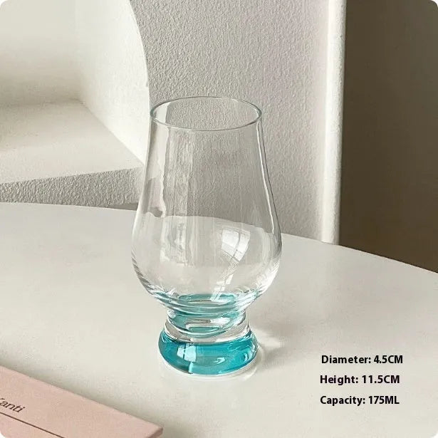 Set of six medieval French inspired drinking glasses including bamboo goblet, beer steins, and champagne glass