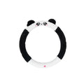 Plush cartoon thermal steering wheel cover for 38cm diameter wheels with embroidered animal design