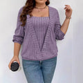 Women's solid colour V-neck long sleeve false two-piece suit in loose rib fabric fit.