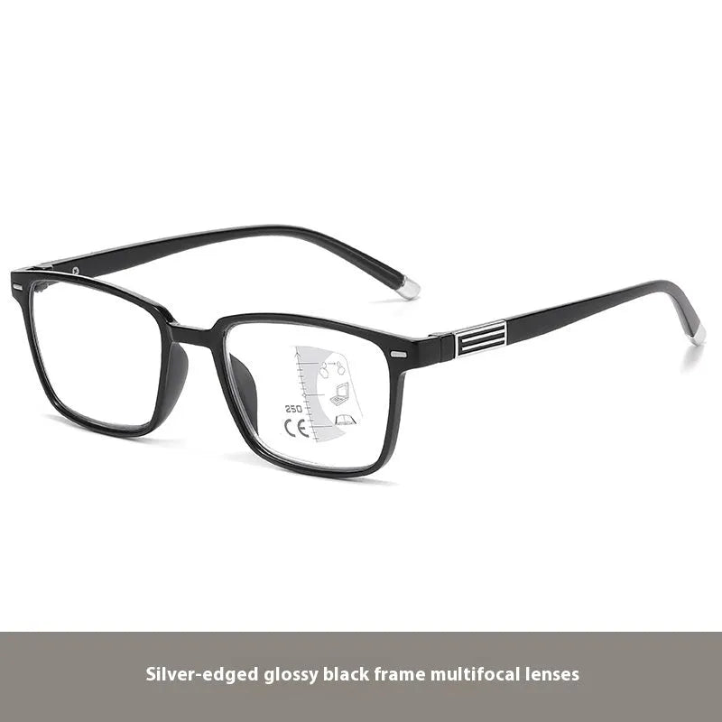 Multifocal reading glasses with anti blue light and colour-changing lenses in various frame colours