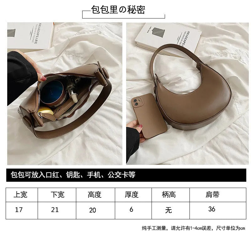 Women's retro-style dumpling-shaped PU leather shoulder bag in cream yellow, showing sandwich pocket.