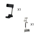 Black mobile phone bracket mounted on car rearview mirror holding smartphone