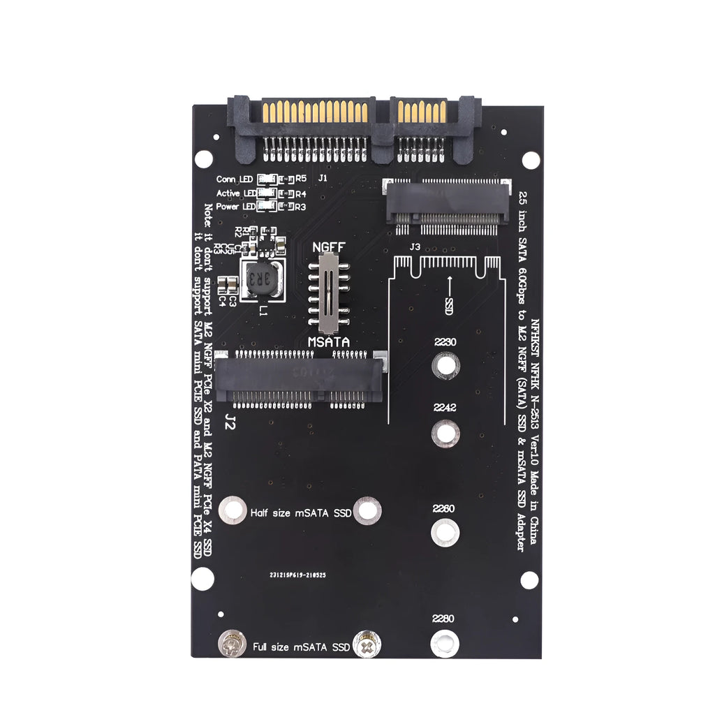 SATA3 to M.2 NGFF mSATA SSD conversion adapter card in black or blue colour