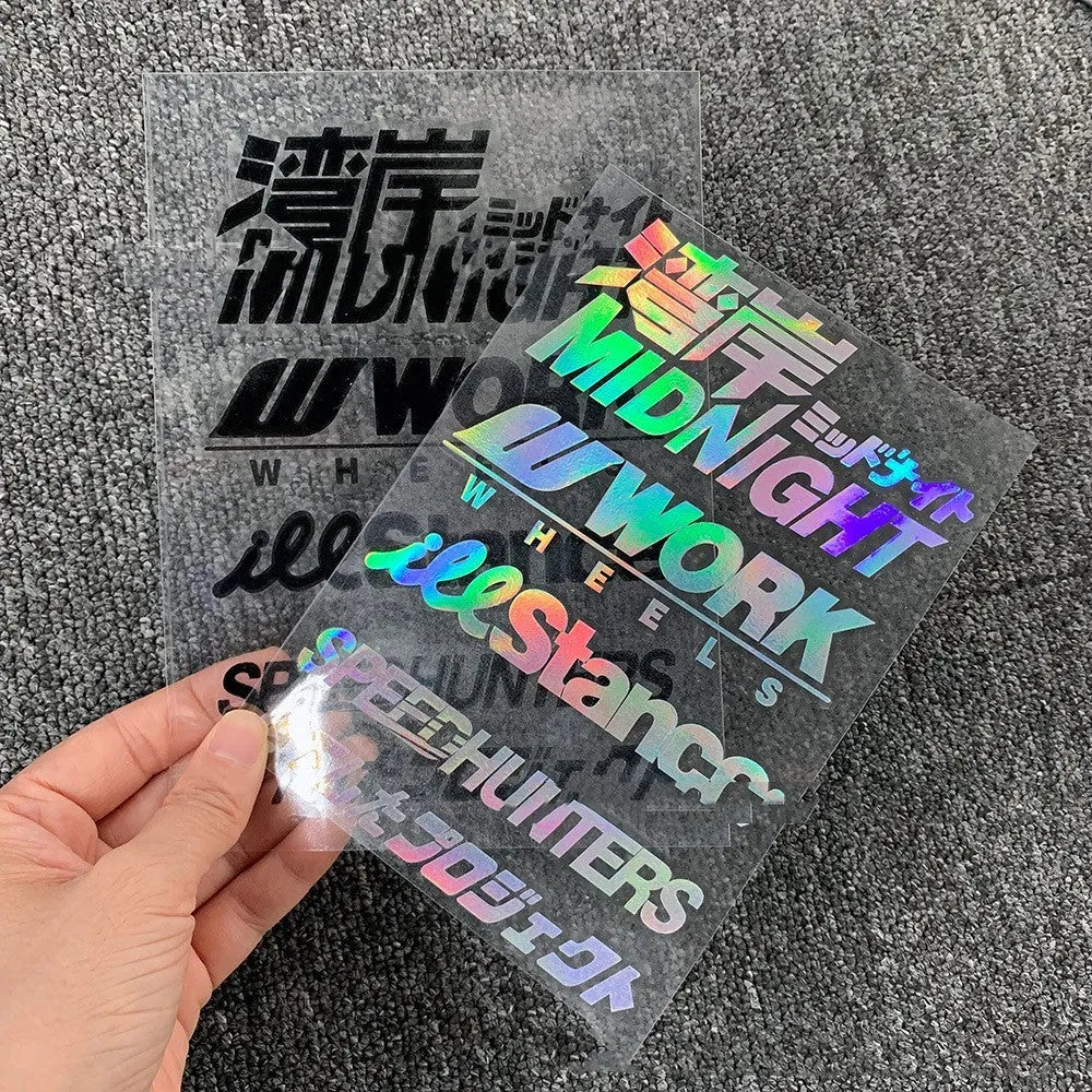 PET material motorcycle reflective bumper sticker measuring 16cm by 11cm in seven colour options