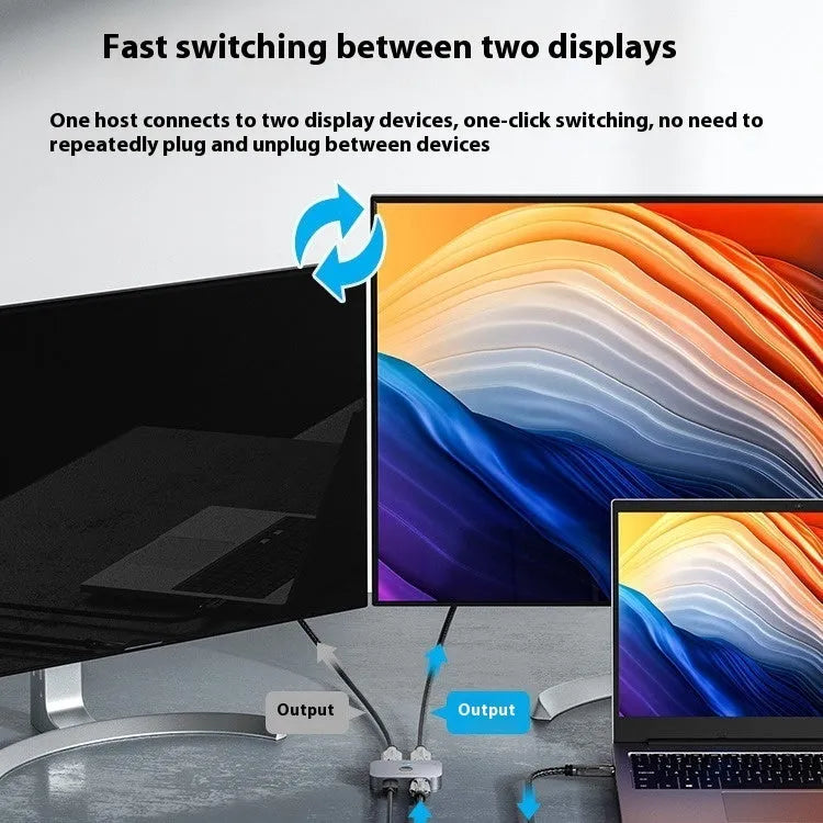 Grey alloy computer cable separator with HD audio video conversion for television connections