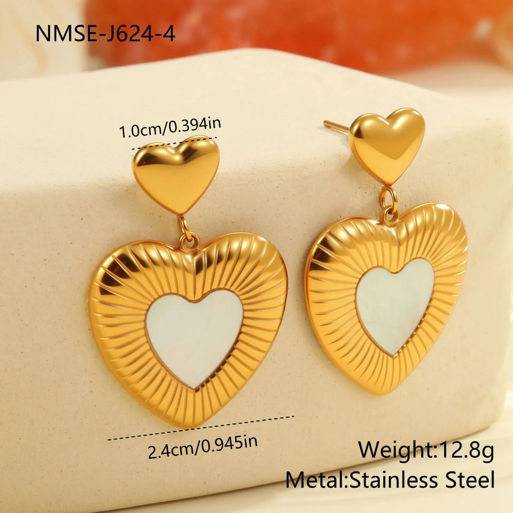 Gold electroplated heart-shaped stainless steel earrings with 18K purity and love element design
