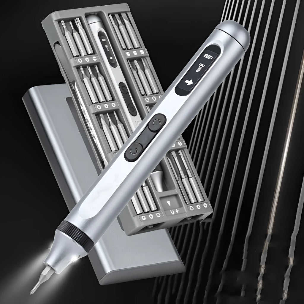 Compact electric screwdriver with aluminium alloy handle showing 134.5mm length