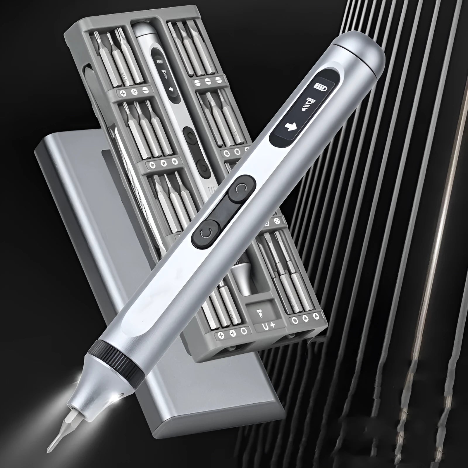 Compact electric screwdriver with aluminium alloy handle showing 134.5mm length