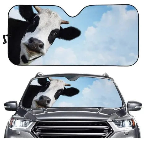 Telescopic aluminium foil car sun visor extended on a car windshield