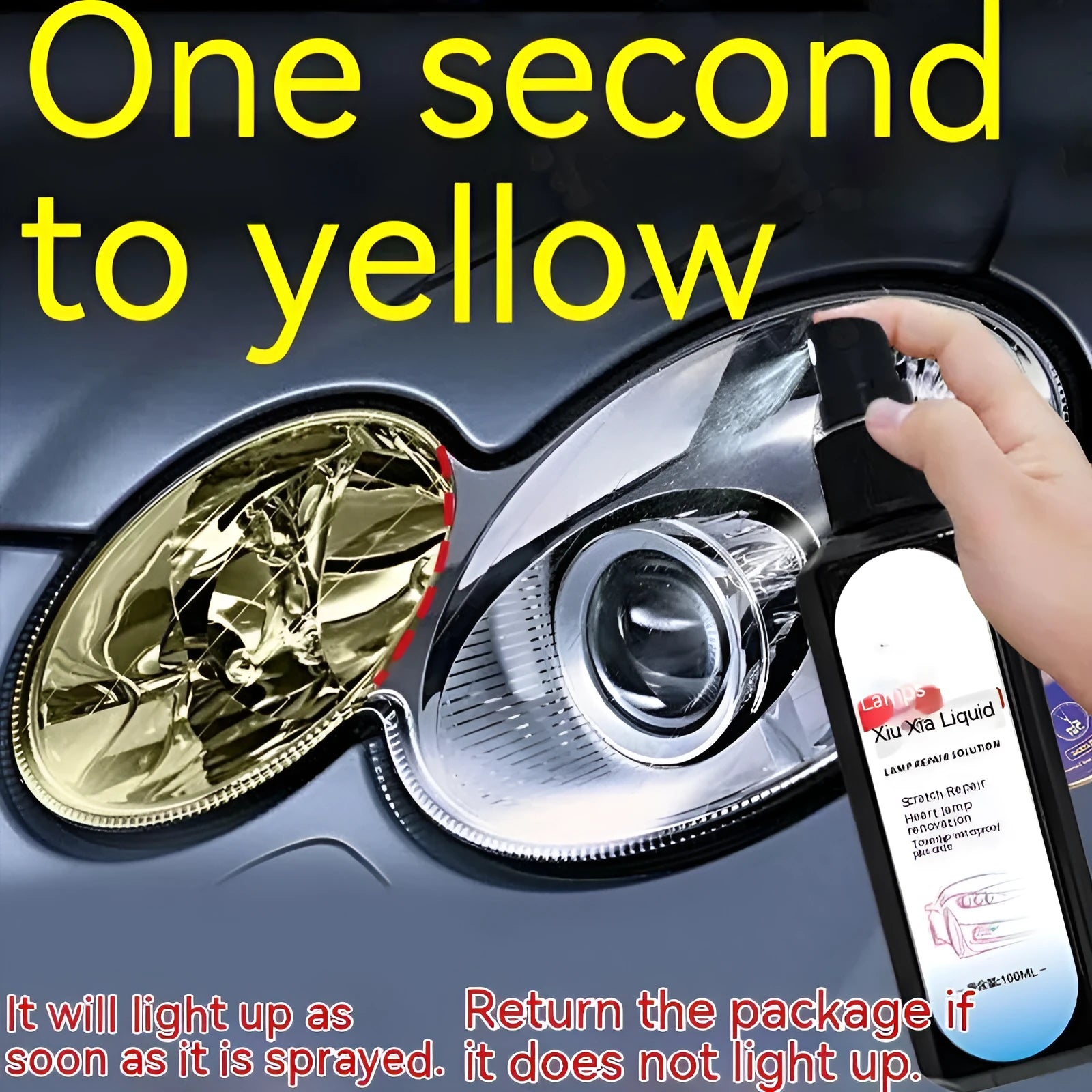 100ml car headlight restoration liquid in transparent plastic bottle for DIY lens repair