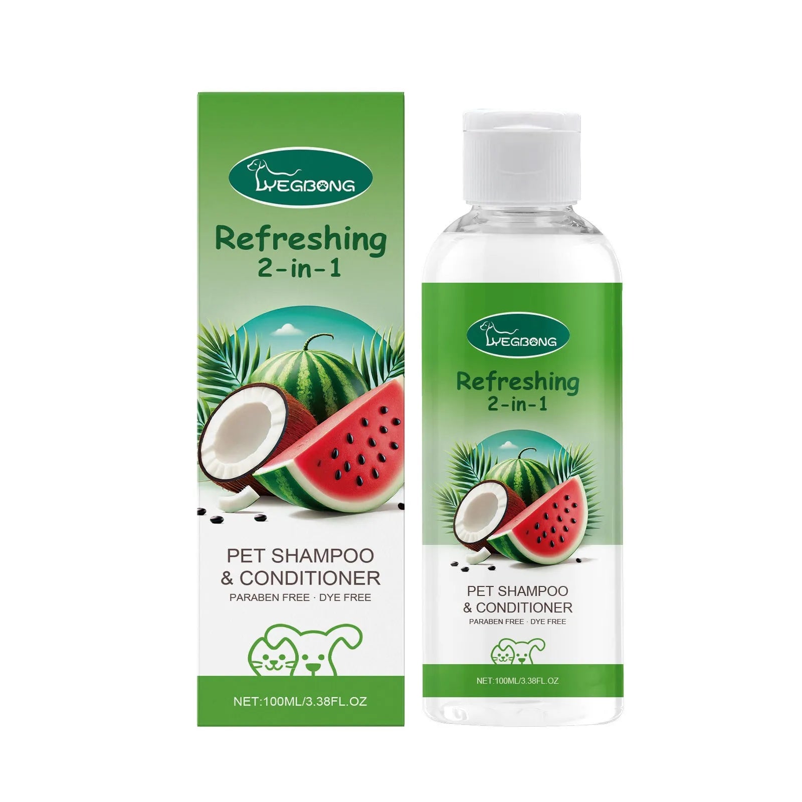 100ml pet 2-in-1 shampoo shower gel bottle with watermelon coconut extract formula