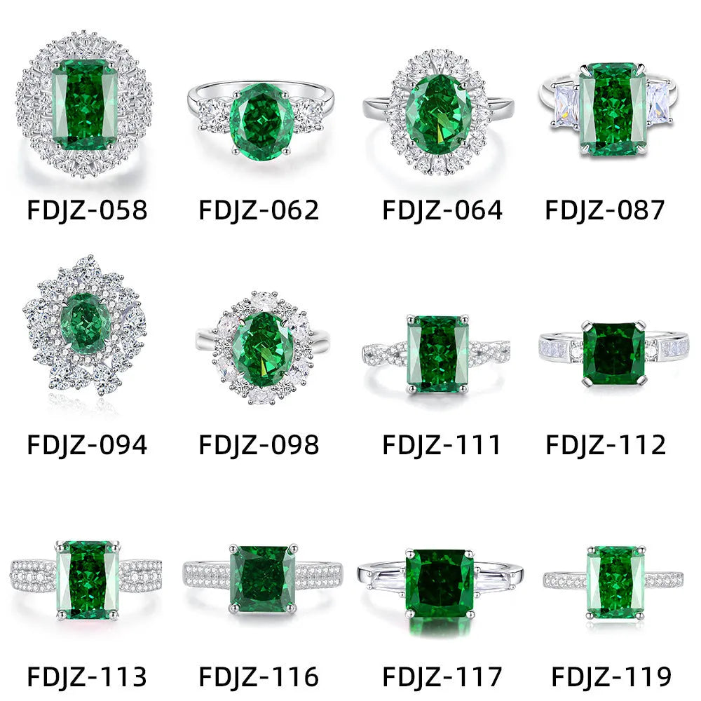 Geometric S925 sterling silver women's ring with an oval Palaibahao emerald and diamond accents.