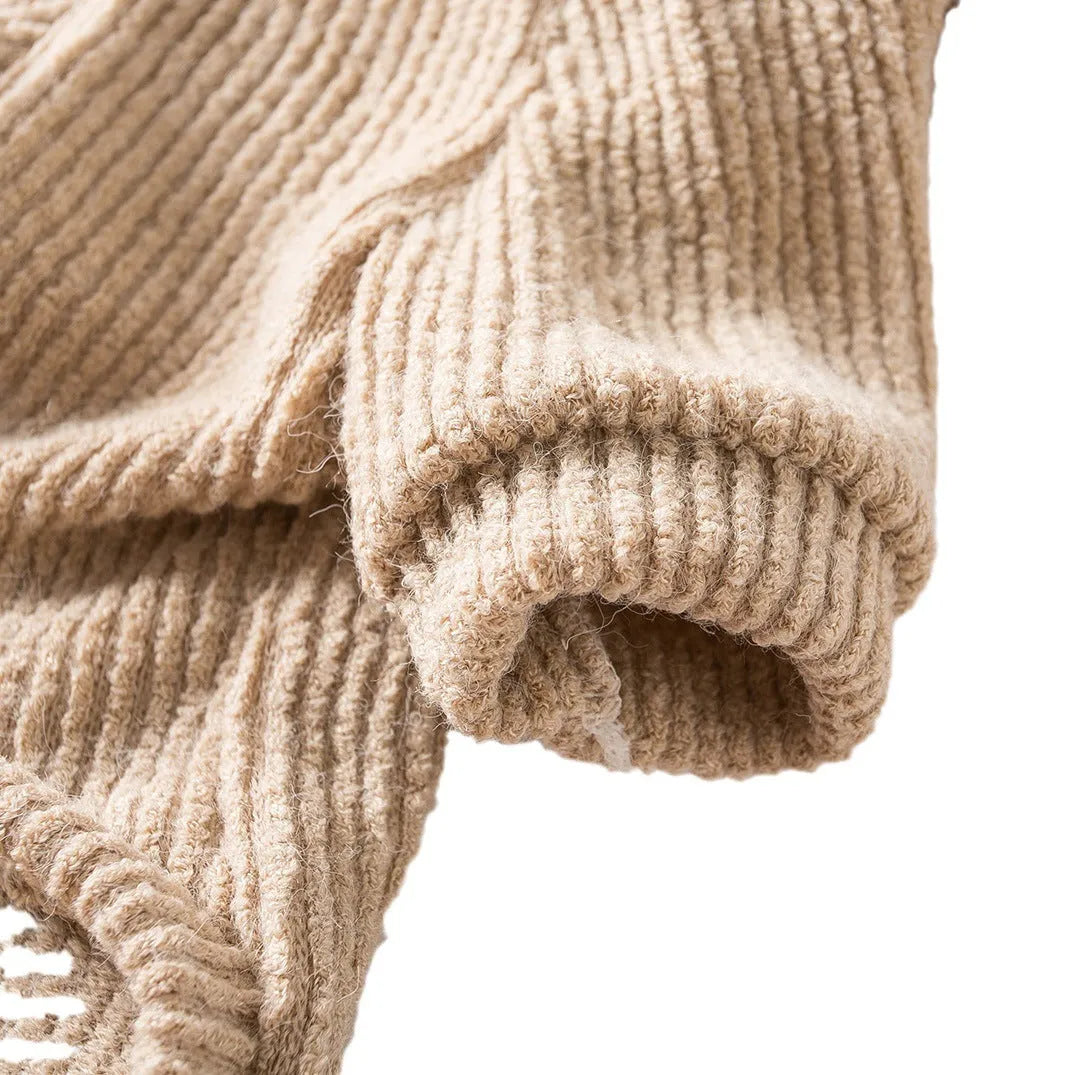 Brown knit sweater pullover for small breed dogs on a white background