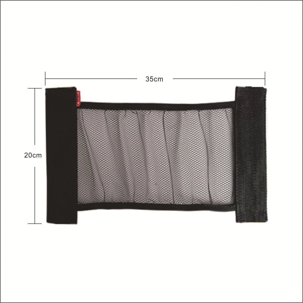 Black polyester elastic storage net for car boot organisation in two size options