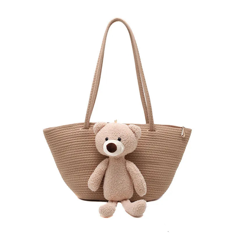 Cotton and linen woven bag with dumpling-shaped design in multiple colour options