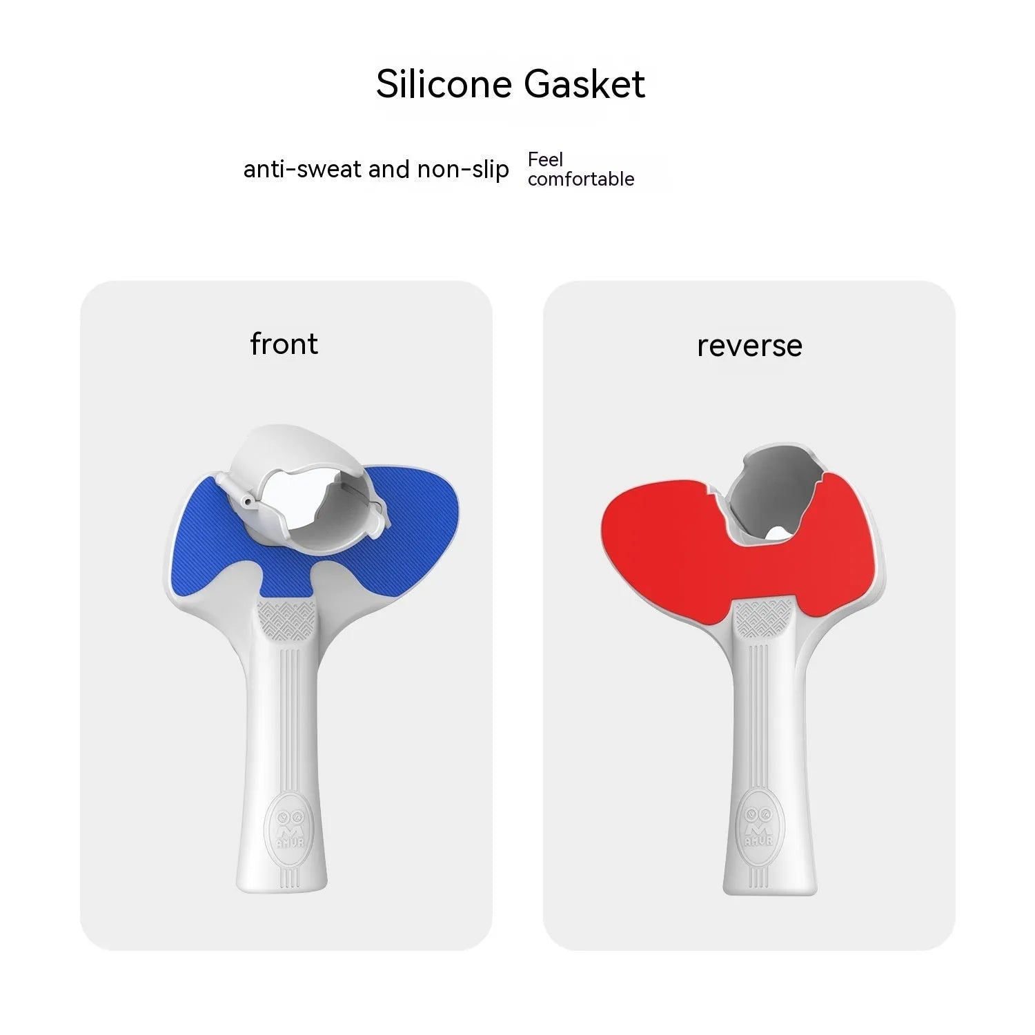 Red and blue silicone hand grip accessory for Pico 4 VR controller.